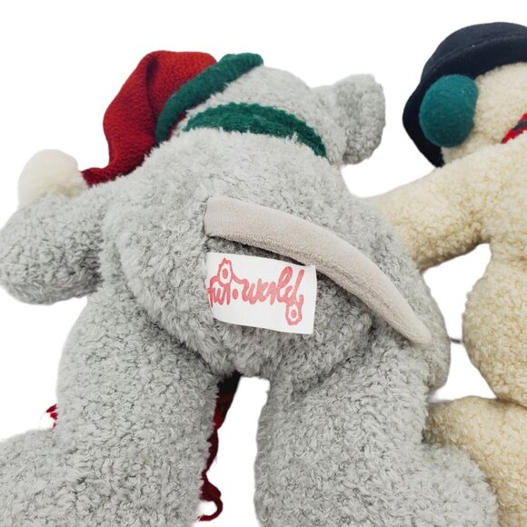 Vintage Fun World 12" SNOWMAN Plush & Teddy Bear Stuffed Animal  Christmas Set 2 - Picture 4 of 13